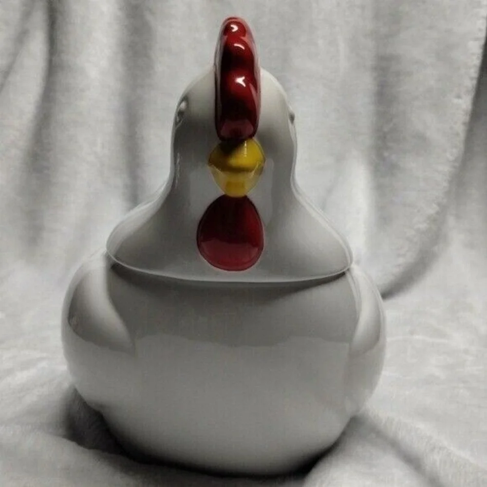 White Ceramic Chicken Hen‎ Lidded Dish Candy Bowl Container Decor Kitchen